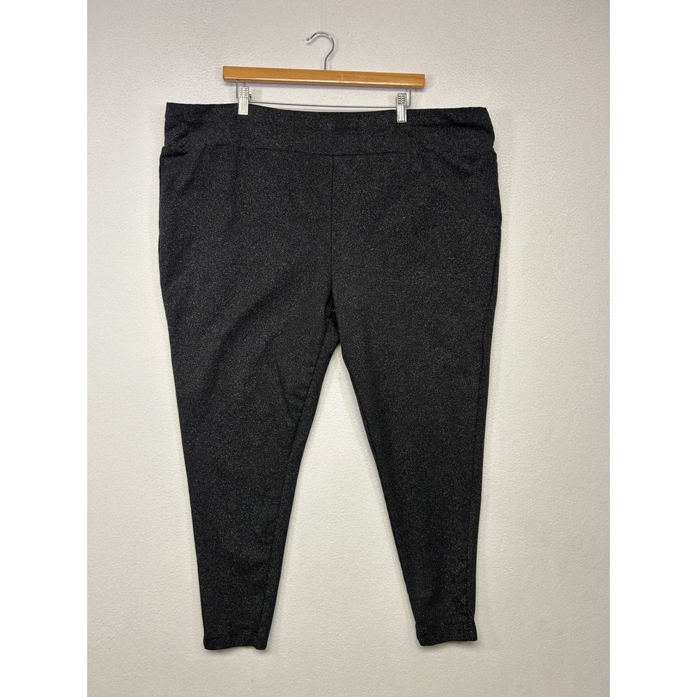 Sparkle Disco Glam Terra & Sky Womens 4X Black Metallic Shimmer Pull On Leggings